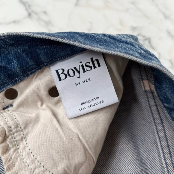 Boyish Casey crossover button high rise straight jeans high society raw hem 29 - Picture 7 of 10